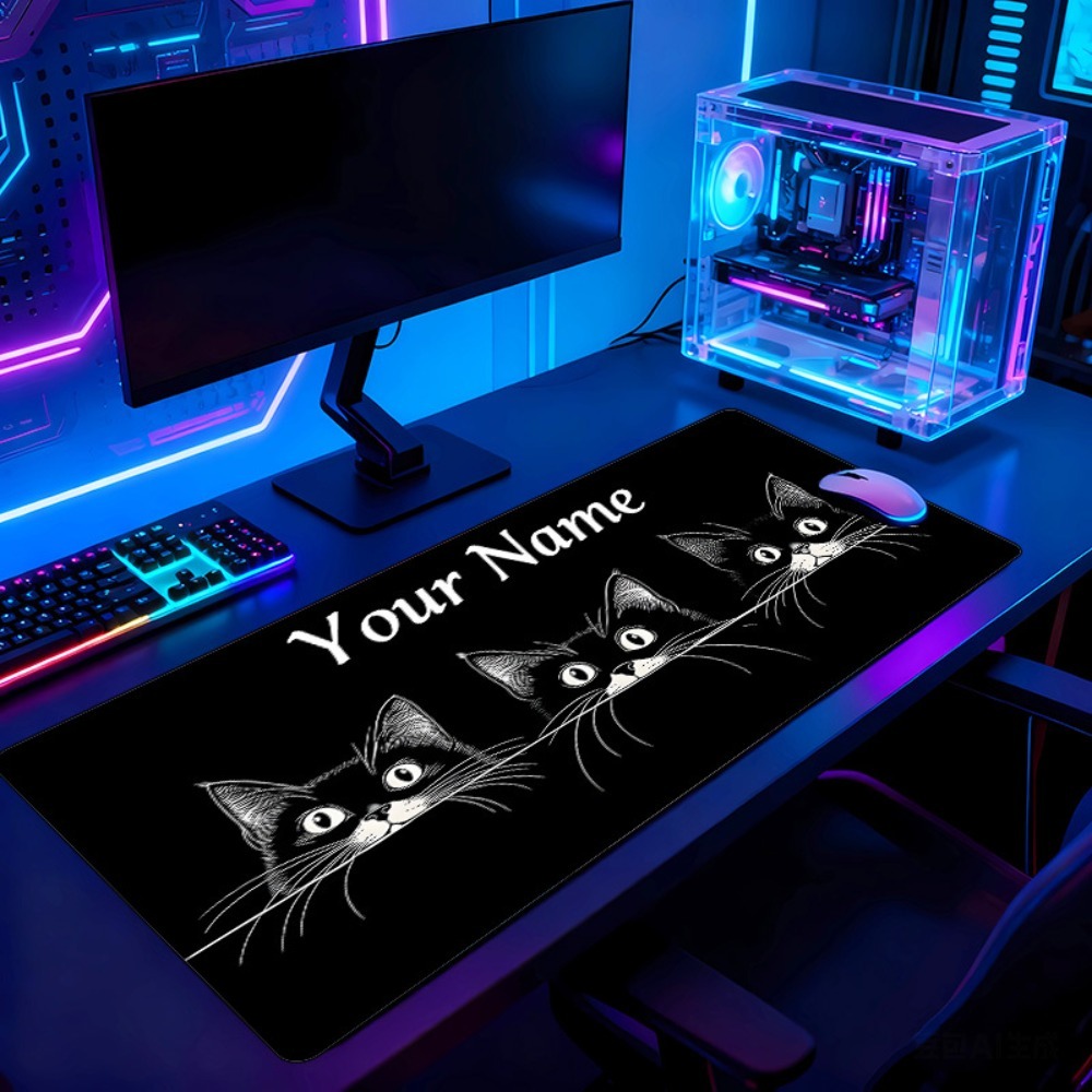 Pc Gaming Names - Cute 3 Black Cats Custom Desk