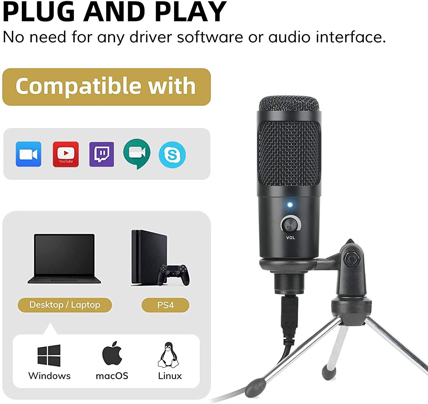 USB Condenser Microphone Recor - Pc Gaming Youtubers review and price