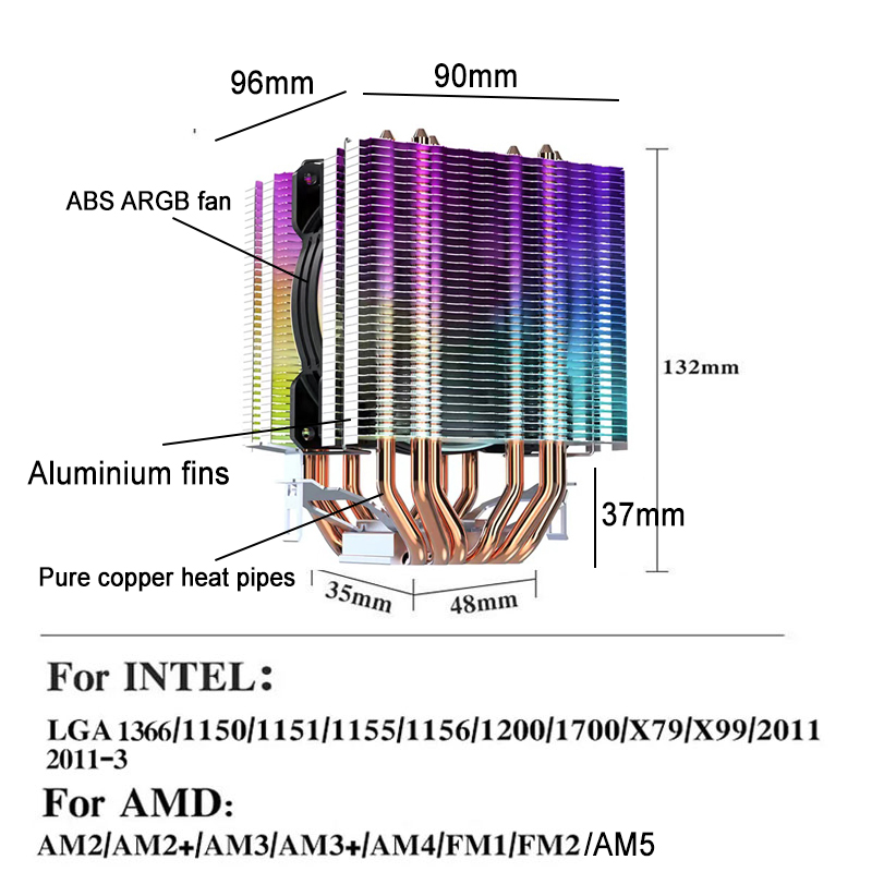 90MM ARGB CPU Cooler Fan RGB L - Pc Gaming Ff review and price
