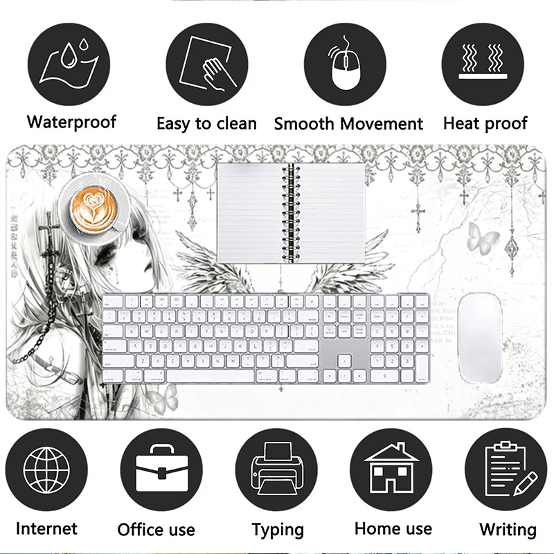 Leather Mousepad Black White A - Gaming Desk Mat review and price